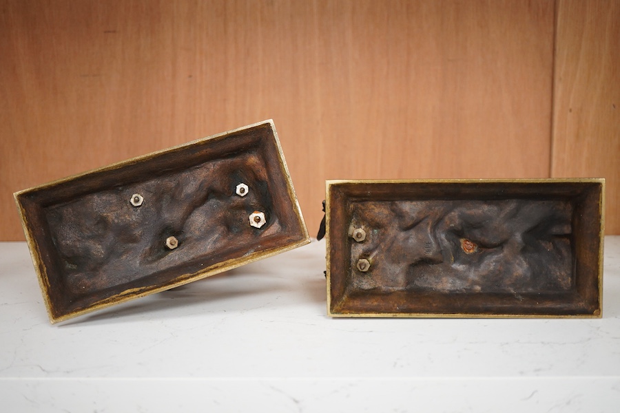 After Paul Aichele (1859-1910), a pair of bronze figures of Arab boys riding donkeys, 23cm